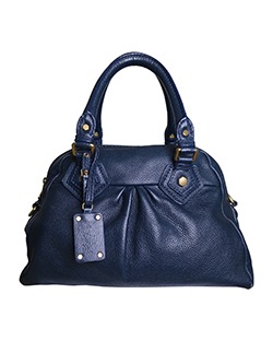 Classic Q Baby Aiden Tote, Leather, Navy, M, D/B, Strap